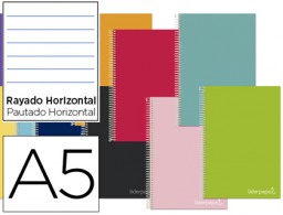 Cuaderno espiral Liderpapel Jolly A5 tapa extradura 80h 75g micro rayado horizontal colores surtidos